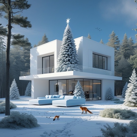 HANDCRAFTED digital interior decor by me color print NWT blue/white architecture - Picture 1 of 16